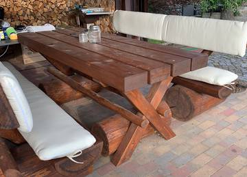 Gartenbankauflage mit separater Rücklehne nach Maß in der Farbe Sunny Ecru Gartenbankauflage mit separater Rücklehne nach Maß in der Farbe Sunny Ecru