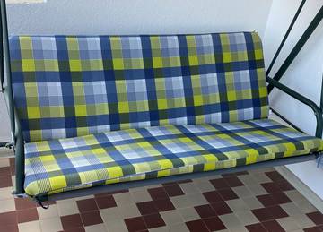 Bankauflage mit Rcklehne nach Ma in der Farbe Checkered Blue