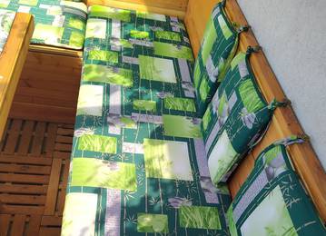 Bankkissen mit Sitzkissen nach Maß für Gartenbank in der Farbe Bamboo Tao